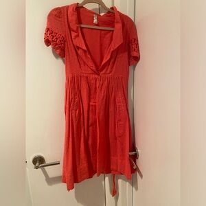 Coral cotton dress